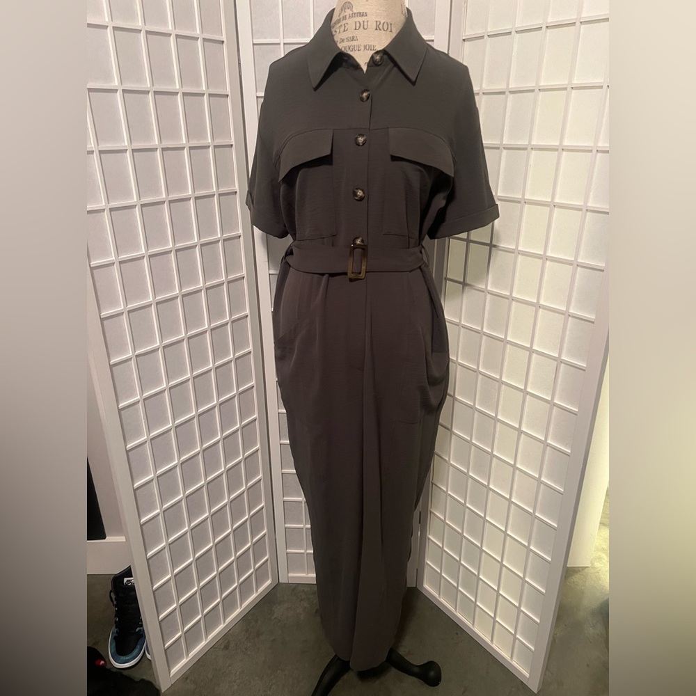 Womens Short-Sleeve Utility Jumpsuit